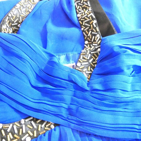 Blue PROM Dress Size 4 Mini Chiffon Beaded Ruched Flirty Flighty Layers Lipsy UK - Picture 6 of 8